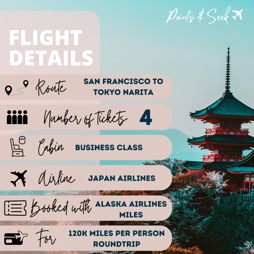 award flight booking details sfo to tokyo